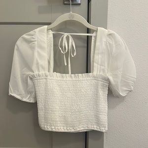 Princess Polly white smocked crop top